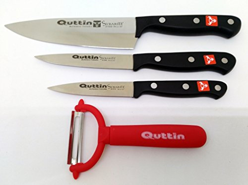 JUEGO 3 CUCHILLOS COCINA+PELADOR OSCILANTE QUTTIN SYBARITE