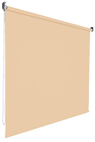 Kettenzugrollo Seitenzugrollo Tür Fenster Rollo Vorhang 14 Farben Breite 62 bis 202 cm Länge 180 cm lichtdurchlässig halbtransparent Metall Träger Wandmontage Deckenmontage (122 x 180 cm / Sand)