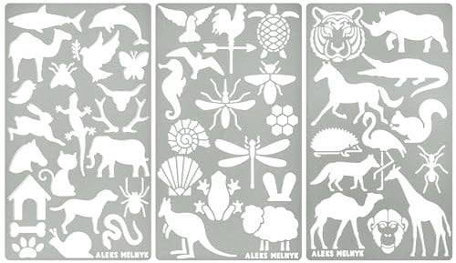 Aleks Melnyk #43 Acier Pochoirs, Animaux Afrique, Animal, Bullet Journaling, Pochoir Reutilisables en Métal pour Peinture, Scrapbooking Gabarit, Stencils Dessin, 3 pièce, Flamant Rose, Mouettes