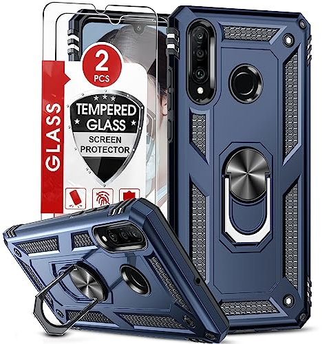 LeYi Schutzhülle für Huawei P30 Lite/P30 Lite XL New Edition mit 2 Hartglas, Ring, militärische Halterung, doppelte Verstärkung, Stoßdämpfung, TPU, Silikon, stoßfest, Schutzhülle für Huawei P30 Lite,