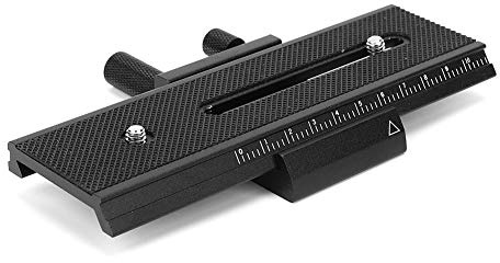 2 Way Macro Focusing Focus Rail Slider, Close-up Quick Screw Release Mount with 1/4-Inch Screw Mount Camera Flash Support Plate