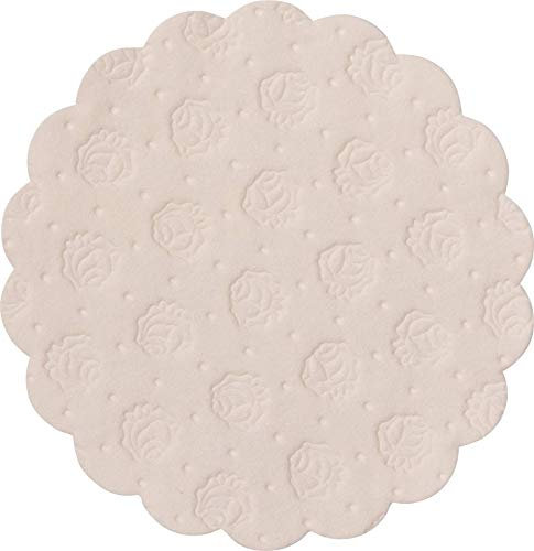 Demmler Tassendeckchen/Glasuntersetzer - filigranes Saugstoffpapier - rund - Rosenprägung - Farbe: Chamois - 500 Stück - Made in Germany