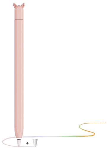 YINVA Apple Pencil Hülle Apple Pencil Case Netter Fall, Silikon Schön Weicher Stift Grip Griff mit Ladekappe Kappe und Pen Nib Spitze Schutzhülle (2. Generation, Rosa)