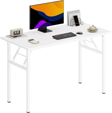 SDHYL Scrivania Pieghevole per Computer 100 x 60 cm Tavolo da Lavoro Pieghevole per Computer Tavolo da Conferenza per l'ufficio Domestico Bianco