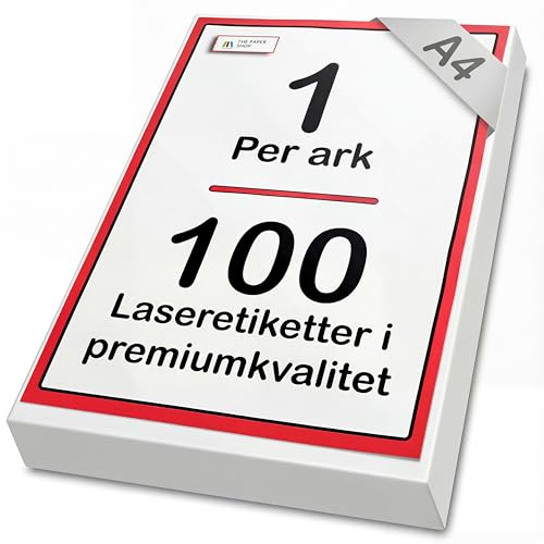 The Paper Shop Selbstklebende Etiketten A4 Einzelnutzbogen - Weiß Bedruckbar (100 Blatt) | Etikettenpapier & Klebepapier A4 Bedruckbar für Laser- und Tintenstrahldrucker | Adressetiketten Versand