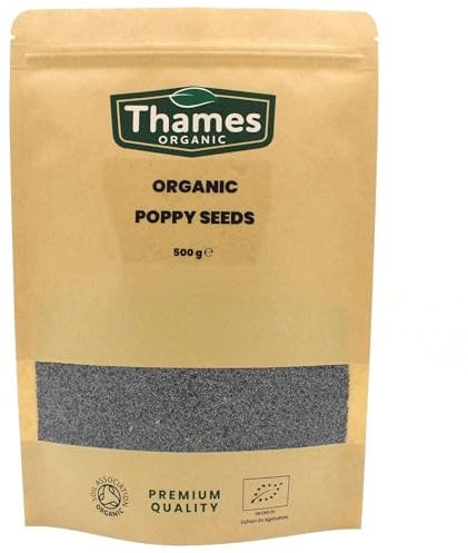 Organic Poppy Seeds - Nutritious & Flavorful Seeds - No Additives, No Preservatives - Raw, Vegan, Non-GMO - Great for Baking, Cooking, and Sprinkling - Thames Organic 250g