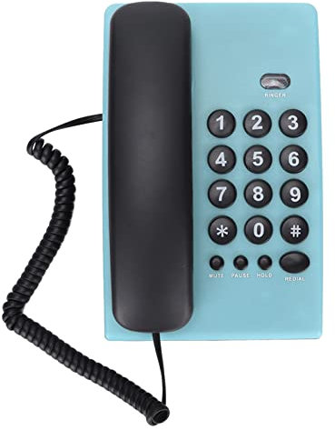 KX-T504 Telefono con Filo per Ufficio a Casa, Telefono Fisso Multifunzionale da Scrivania di Moda con Doppio Ricevitore Magnetico, Suoneria Regolabile(blu)