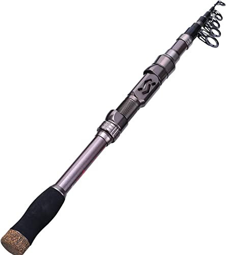 Sougayilang Fishing Rod Telescopic Fishing Rods Portable- 24 Ton Carbon Fiber, CNC Machined Reel Seat, Comfortable EVA Handle, Travel Fishing Pole for Bass Trout Fishing 1.8/2.1/2.4/2.7M-2.4S