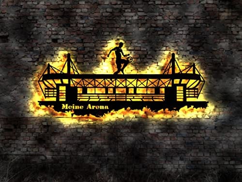 Skyline Dortmund LED Wandbild Holz Stadt AK Karte Map Stadtplan Wandsticker Leuchtbild Neonreklame Wandtattoo Reiseführer Silhouette