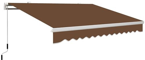 Outsunny Tenda da Sole 4x2.5 m con Braccio Avvolgibile, Tenda Parasole da Esterno a Manovella in Alluminio e Tessuto Poliestere 280g/㎡, Protezione UV, per Giardino, Balcone e Terrazza, Caffè