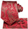 Hi-Tie Herren Krawatte Schwarz Paisley/Plaid/Streifen/Einfarbig Krawatten Set Einstecktuch Manschettenknöpfe Business Formal Hochzeit Meeting Geschenkbox,rotgoldenes Paisley