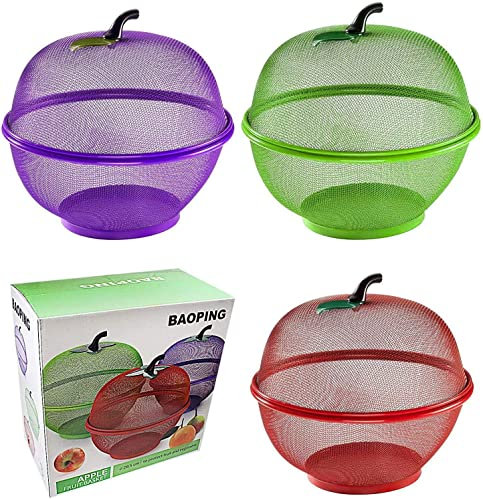 Mesh Fruits Basket Apple Shape Keep Flies & Unwanted Insects Out Free (Red)