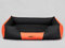 Bjird Hundebett - Hundekorb für kleine mittelgroße & große Hunde - Hundekissen - Hundesofa - Bezug abnehmbar und waschbar - Comfort - Größe: S - Schwarz mit Orange