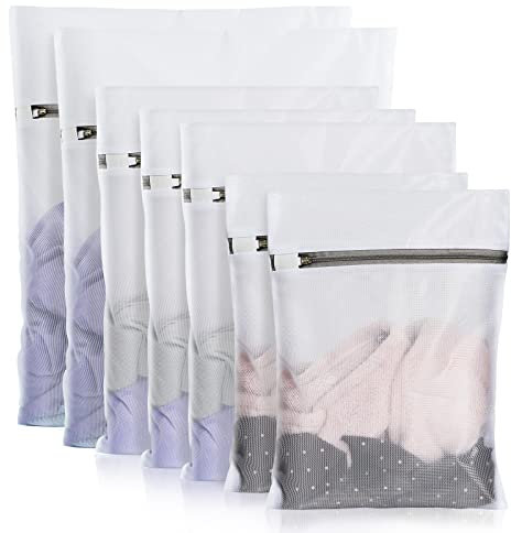 AJOXEL Filet Linge pour Machine à Laver, Lot de 7 Sac a Linge, Réutilisable Sac Filet, Sac Filet De Lavage, Sac à Linge Voyage pour Délicats, Blouse, sous-Vêtements, Chaussettes, Lingerie(2S+3M+ 2L)