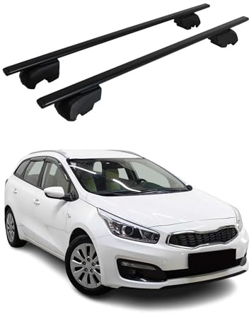 OMAC Dachträger für Kia Ceed 2012-2018 Stahl 2 Stangen Schwarz | ISO/PAS 11154:2006 geprüft, Abschließbar, City-Crash-getestet, bis 75 kg Traglast, Querträger, Grundträger
