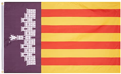 MUWO Flagge 16 deutsche Bundesländer + Mallorca 90 x 150 cm, doppelseitige Gartenflagge, wetterbeständige Fanflagge, Polyester Länderflagge Deutschland, mit Metallösen. (Palma de Mallorca)