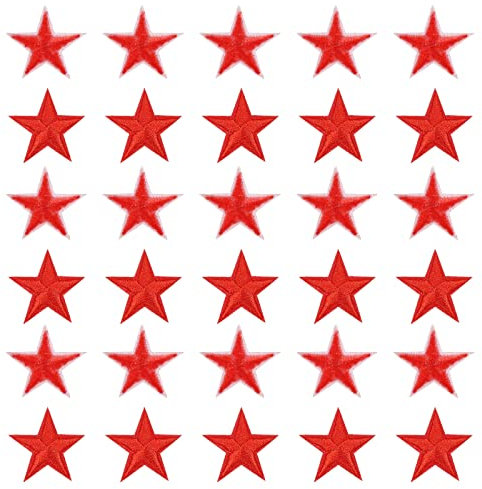 sourcing map 30 Stück Flicken zum aufbügeln 5 Sterne Eisen auf Patches Bügelflicken Patches Gestickte Nähpatches Mini Stickerei Aufnäher für Kleidung Reparatur Rucksack Dekoration Rot