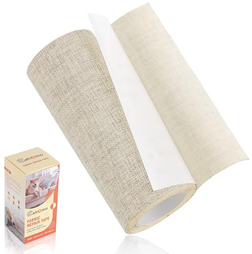 Leinenstoff Patches Selbstklebend, 10x160 cm Leinen Reparatur Patches, Leinen Flicken Selbstklebend, für Sofas, Autositze, Vorhang Kopfteile, Rucksack Beige grau
