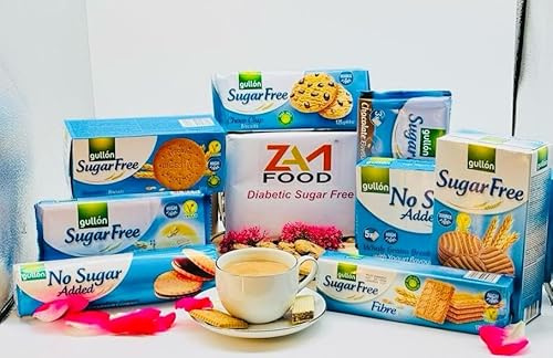 Gullon Assortiment de 8 biscuits mixtes de luxe sans sucre pour diabétique, parfait pour offrir à vos amis et votre famille, panier pour toutes les occasions