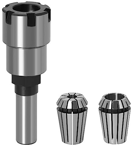 Mesee ER20 Router Collet Extension Rod with 1/4'' & 1/2'' Spring Collets, High Precision Metal, Ideal for CNC Woodworking & Milling Lathe
