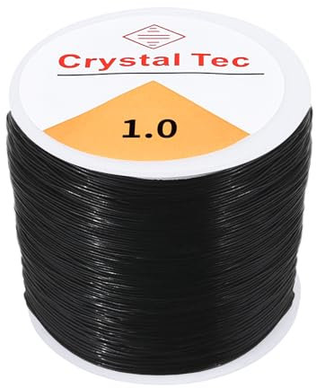 Elastische Schmuckfaden, Transparente Perlen Faden, Unsichtbare Nylonschnur, Reißfeste Schnur, Gummiband für Armbänder, für Perlenschmuck Armbänder Basteln (Schwarz / 1.0mm)