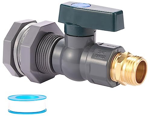 3/4 Zoll Regentonnen-Zapfhahn-Set – BILAL Wasserfass PVC-Gartenumsteller-Set mit Schottverschraubung, Schlauch-Wasserhahn-Adapter und Gewindedichtband für Wassertanks, Aquarien, Wannen, Pool,
