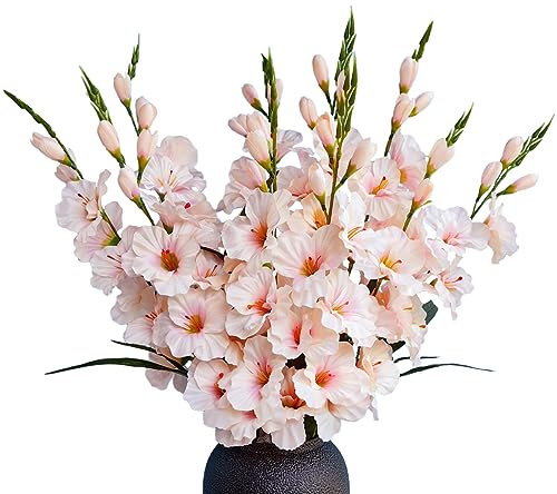kimbovillea Künstliche Gladiolen, Seidenorchideen, Blumenstiele, künstliche Dendrobium-Blumen, Narzissen für Zuhause, Garten, Party, Hochzeit, Dekoration, Rosa, 10 Stück