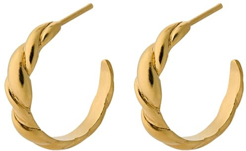 Pernille Corydon Creolen Damen Gold Hana Earrings - 2.2 cm/Creol Ohrringe Silber 925 18k Vergoldet verschlungene Bänder - E467g