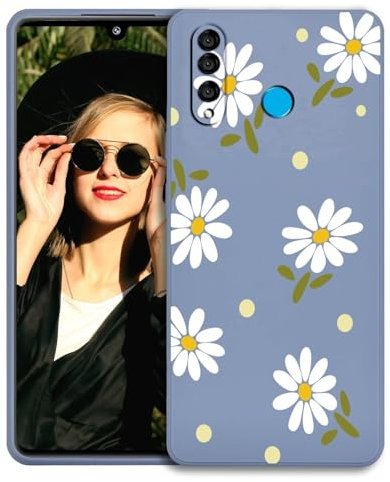 POUHYE Cover per Huawei P30 Lite Custodia, Morbida Copertura Protettiva in Silicone TPU con Protezione Della Fotocamera, Resistente Case del Telefono Antiurto Azzurro