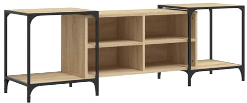 vidaXL TV Schrank, Verstellbar Fernsehschrank mit viel Stauraum, Lowboard HiFi Schrank mit Metallrahmen, Fernsehtisch TV Möbel für Wohnzimmer, Sonoma-Eiche Holzwerkstoff