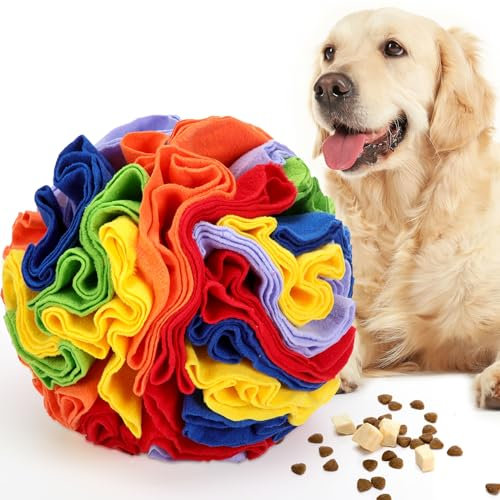 Sonwyoung Interactive Foraging Ball for Dogs Large Snuffle Puzzle Toy Colorful Snuffle Ball for Dogs Large Breed Interactive Toy Ball Dog Snuffle Toy for Training Mental and Physical Stress Relief