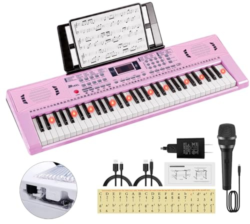 24HOCL Tastiera per pianoforte, 61 tasti, tastiera pieghevole da viaggio per principianti e adulti