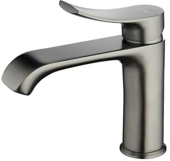 BELZ Robinet Salle Bain, Mitigeur Lavabo Chaud et Froid, Robinet Vasque avec Bec Courbé, Robinets de Lavabo pour Salle de Bain Gunmetal