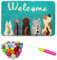 hifrom Knüpfteppich Zum Selber Knüpfen Set, 50x38cm DIY Knüpfhaken Teppich Set Knüpfsets Latch Hook Kit Kreuzstich Set für DIY Handwerk Geschenke Fußabtreter Hauptdekoration (Katze)