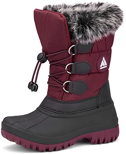 Mishansha Winterstiefel Mädchen Wasserdichte Schneestiefel Kinder Winterschuhe Jungen Schneeboots Rutschfest Winterboots Kinderstiefel Rotwein,Gr.36