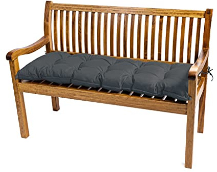 TexDeko® Garden Bankauflage Outdoor Polsterauflage 190x40x8 cm Anthrazit | In- & Outdoor, wasserabweisend, UV-beständig, Bankpolster gesteppt, formstabiles Sitzpolster mit Vließmantel, für Gartenbank