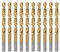 sourcing map 10pcs Brad Point Drill Bit 6.5mm(1/4) Dia Straight Round Shank Drill Metric Brad Point Spiral Twist Drill Bits for Carpenter Woodworking Plastic Rubber, Golden