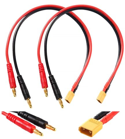 YIXISI 2 Stücke XT30 zu 4.0 Bananenstecker RC Batterie Ladekabel, XT30 Stecker auf 4.0mm Bananenstecker Adapter mit 30cm 14AWG Silikon Kabel, für RC Helikopter Quadcopter Lipo Akku