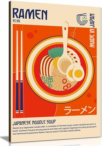 Ramen Japanischer Lebensmitteldruck, gerahmter Leinwanddruck, Bilder für Zuhause, Wände, Schlafzimmer, Wohnzimmer und Badezimmer, 31 x 20 cm