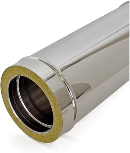 ODM Thermobrico Doppelwandiges Rohr aus Edelstahl, isoliert, für Schornsteine, 1 m, verschiedene Größen (Ø100/150)