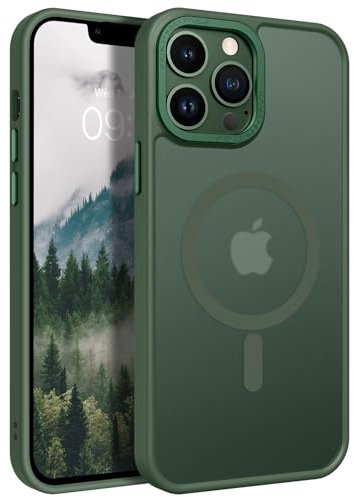 GaoBao Cover per iPhone 13 Pro Max 6,7 [Compatibile con Magsafe] Custodia Opaco Magnetica Sottile e Traslucida, Protezione Antiurto e Antigoccia, Protettiva Anti-Impronta (Verde Scuro)