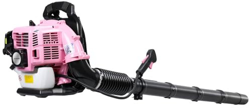 funrautz Benzin Rucksack Laubbläser 52cc 2-Takt Motor mit 1,25KW Nennleistung 550CFM Windgeschwindigkeit Outdoor Rosa Gartengebläse für Schnee Blätter Staubreinigung Rosa