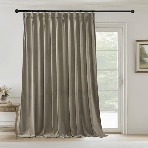 StangH Plissee-Vorhänge, Samt, 274,3 cm lang, halten Licht draußen, vertikale Vorhänge vom Boden bis zur Decke, extra breit, energiesparend, Schienensystempaneele für Schlafzimmer, Kamelbeige, B 72 x