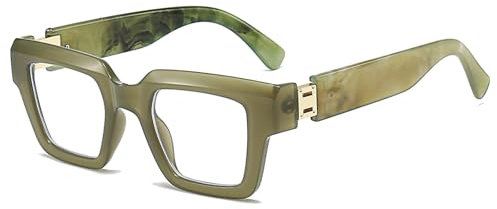 LJCZKA Square Blue Light Glasses Women Men Thick Frame Computer Glasses Clear Lens Anti Eyestrain for Reading, Texting & Gaming