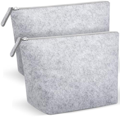 Xuniea 2 Stück Filz Kosmetiktasche Reise Rohlinge zum Beplotten Personalisiertes Abschiedsgeschenk für Lehrerin Kollegen Hochzeit Schminktasche Multifunktion Kosmetikbeutel(Hellgrau,M+M)