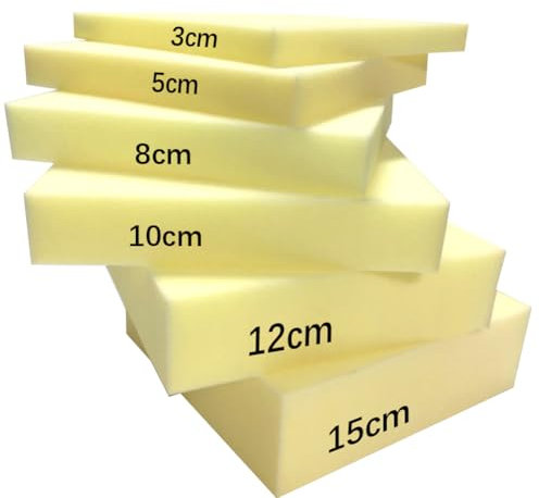 YOUGANG Personalisierte Größe Schaumstoff Zuschnitt,35D Ersatz-Schaumstoff-3cm 5cm 8cm 10cm 12cm 15cm für Bettmatratze DIY-Projekte Stuhlkissen (Höhe 10cm-30x30cm)
