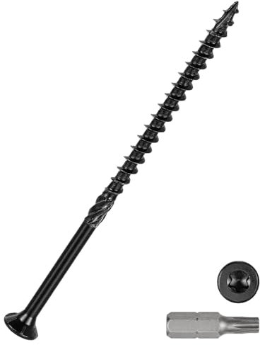 DTGN #10x4 Deck Screws - 100Pack - Good for Fences, Frames, Farms, Outdoor Furniture - Carbon Steel Wood Screw Decking Screw W/ T25 Torx Star Drive Bit - Black