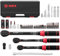 VANPO Clé Dynamométrique 1/4 & 3/8 & 1/2, 47 Pièces Kit de Clés Dynamométriques 3-25Nm, 5-60Nm, 20-220Nm, ±3% Précision, 72 Dents Tête à Cliquet Réversible, Pour Moto, Vélo, Voiture, Camion