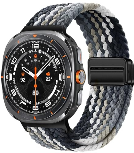 ZZMY Galaxy Watch Ultra Strap 47 mm Nylon Magnetic Band Compatible with Samsung Galaxy Watch Ultra 2024 2025 Bracelets Adjustable Braided Elastic Sports Strap Accessories for Men Women