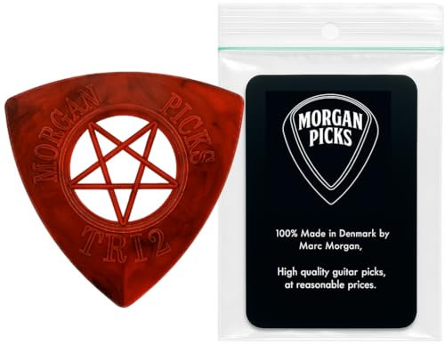 Morgan Picks TRI2 Plektrum – Triangel Guitar Picks mit starkem Grip – Plektren Gitarre mit weicher Oberfläche & markantem Design – Gitarren Plektrum – Rot/Schwarz – Hergestellt in Dänemark